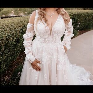 Galina Signature Plunging Tan Wedding Dress